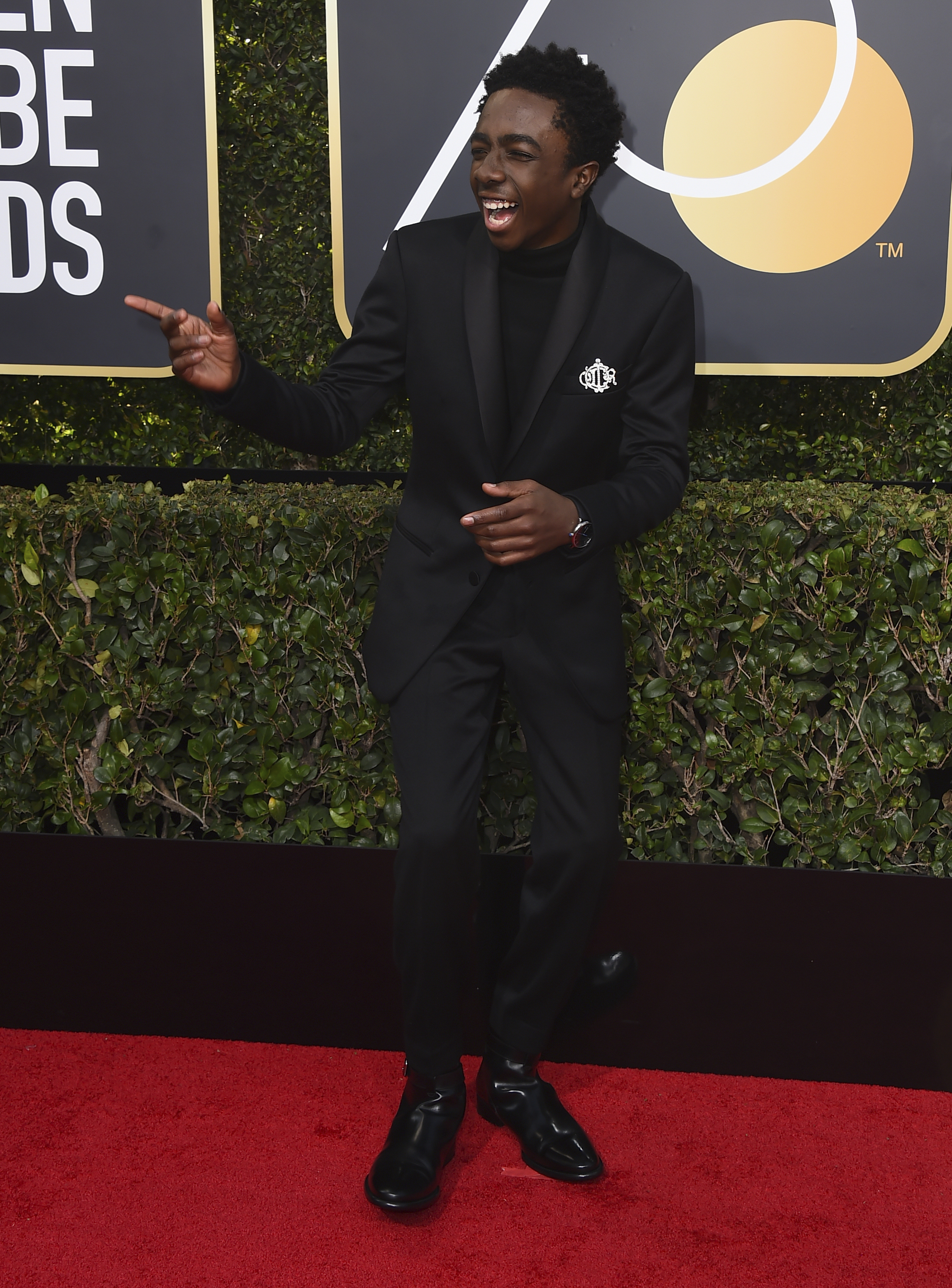 <div class="meta image-caption"><div class="origin-logo origin-image ap"><span>AP</span></div><span class="caption-text">Caleb McLaughlin arrives at the 75th annual Golden Globe Awards at the Beverly Hilton Hotel on Sunday, Jan. 7, 2018, in Beverly Hills, Calif. (Jordan Strauss&#47;Invision&#47;AP)</span></div>