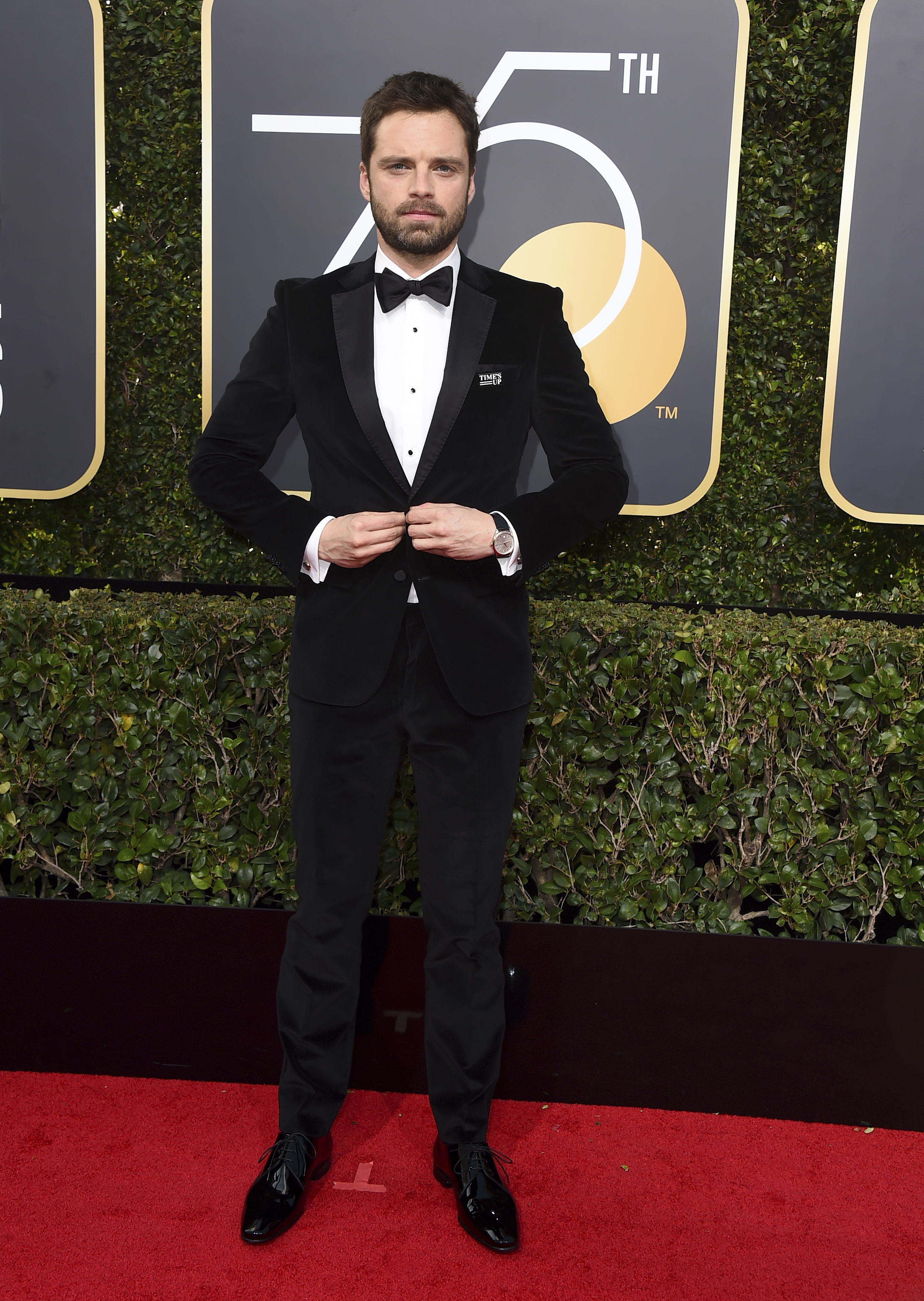 <div class="meta image-caption"><div class="origin-logo origin-image ap"><span>AP</span></div><span class="caption-text">Sebastian Stan arrives at the 75th annual Golden Globe Awards at the Beverly Hilton Hotel on Sunday, Jan. 7, 2018, in Beverly Hills, Calif. (Jordan Strauss&#47;Invision&#47;AP)</span></div>