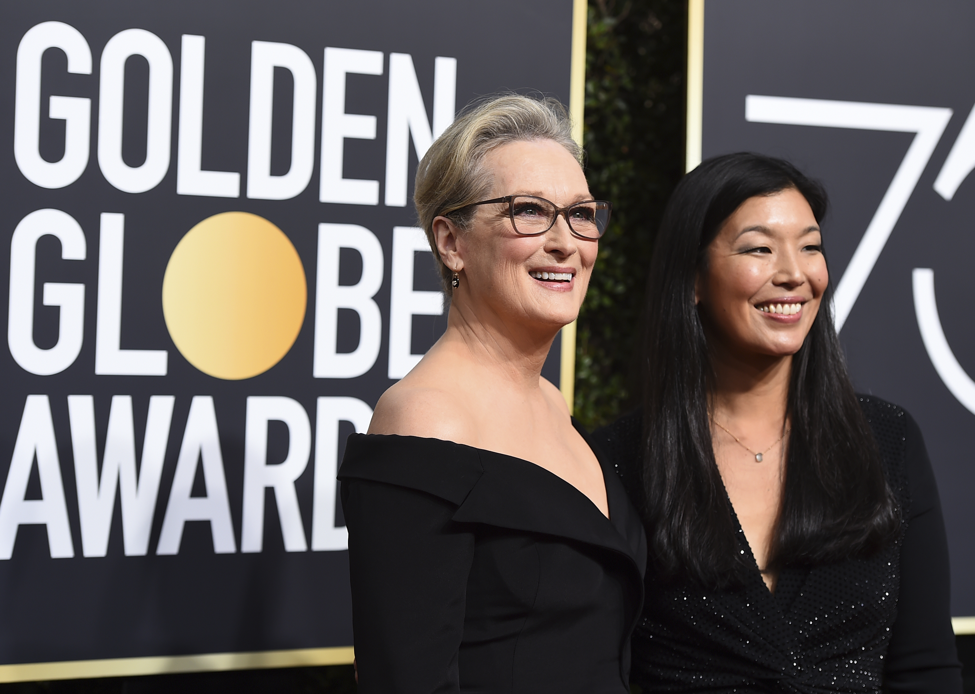 <div class="meta image-caption"><div class="origin-logo origin-image ap"><span>AP</span></div><span class="caption-text">Meryl Streep, left, and Ai-jen Poo arrive at the 75th annual Golden Globe Awards at the Beverly Hilton Hotel on Sunday, Jan. 7, 2018, in Beverly Hills, Calif. (Jordan Strauss&#47;Invision&#47;AP)</span></div>