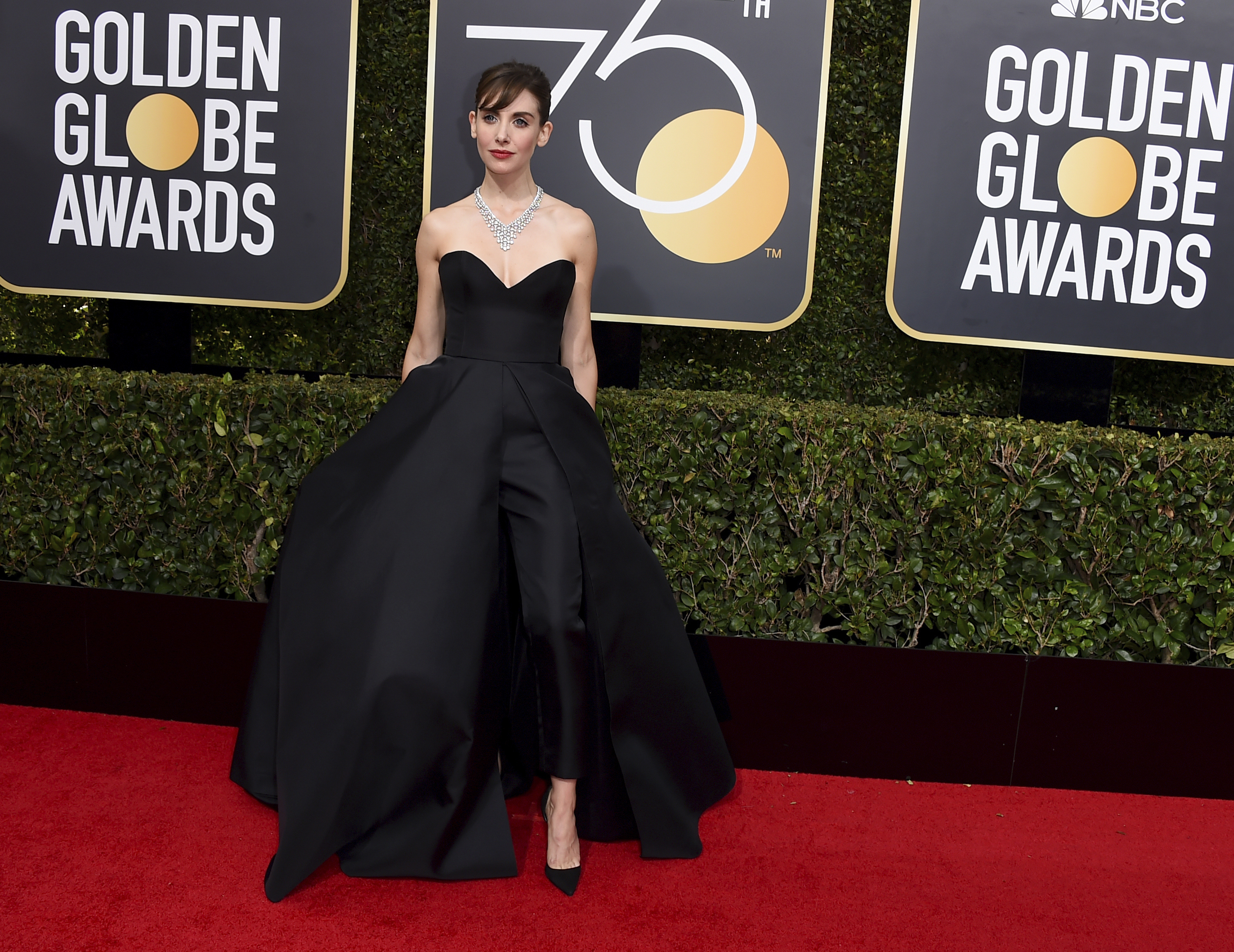 <div class="meta image-caption"><div class="origin-logo origin-image ap"><span>AP</span></div><span class="caption-text">Alison Brie arrives at the 75th annual Golden Globe Awards at the Beverly Hilton Hotel on Sunday, Jan. 7, 2018, in Beverly Hills, Calif. (Jordan Strauss&#47;Invision&#47;AP)</span></div>