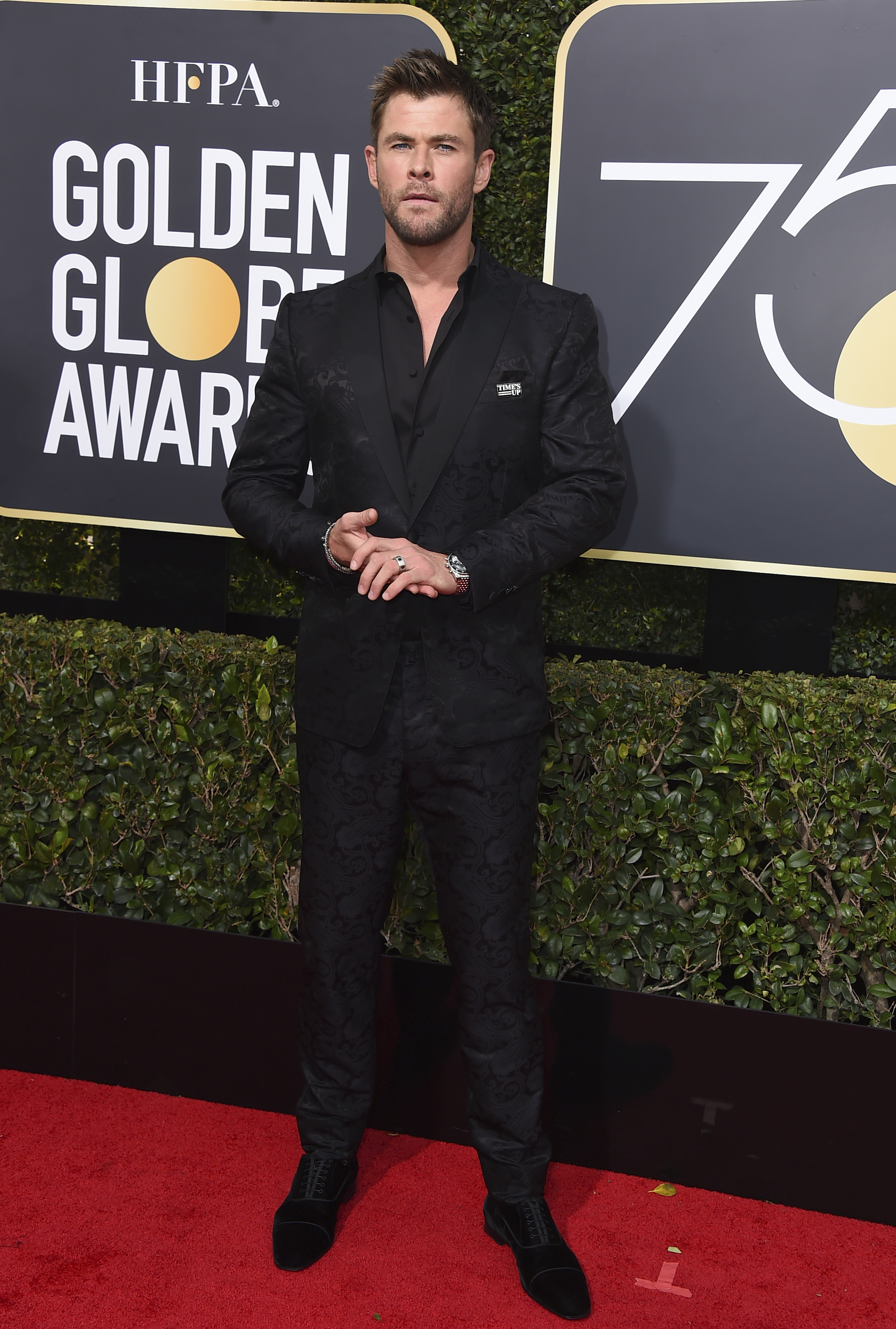 <div class="meta image-caption"><div class="origin-logo origin-image ap"><span>AP</span></div><span class="caption-text">Chris Hemsworth arrives at the 75th annual Golden Globe Awards at the Beverly Hilton Hotel on Sunday, Jan. 7, 2018, in Beverly Hills, Calif. (Jordan Strauss&#47;Invision&#47;AP)</span></div>