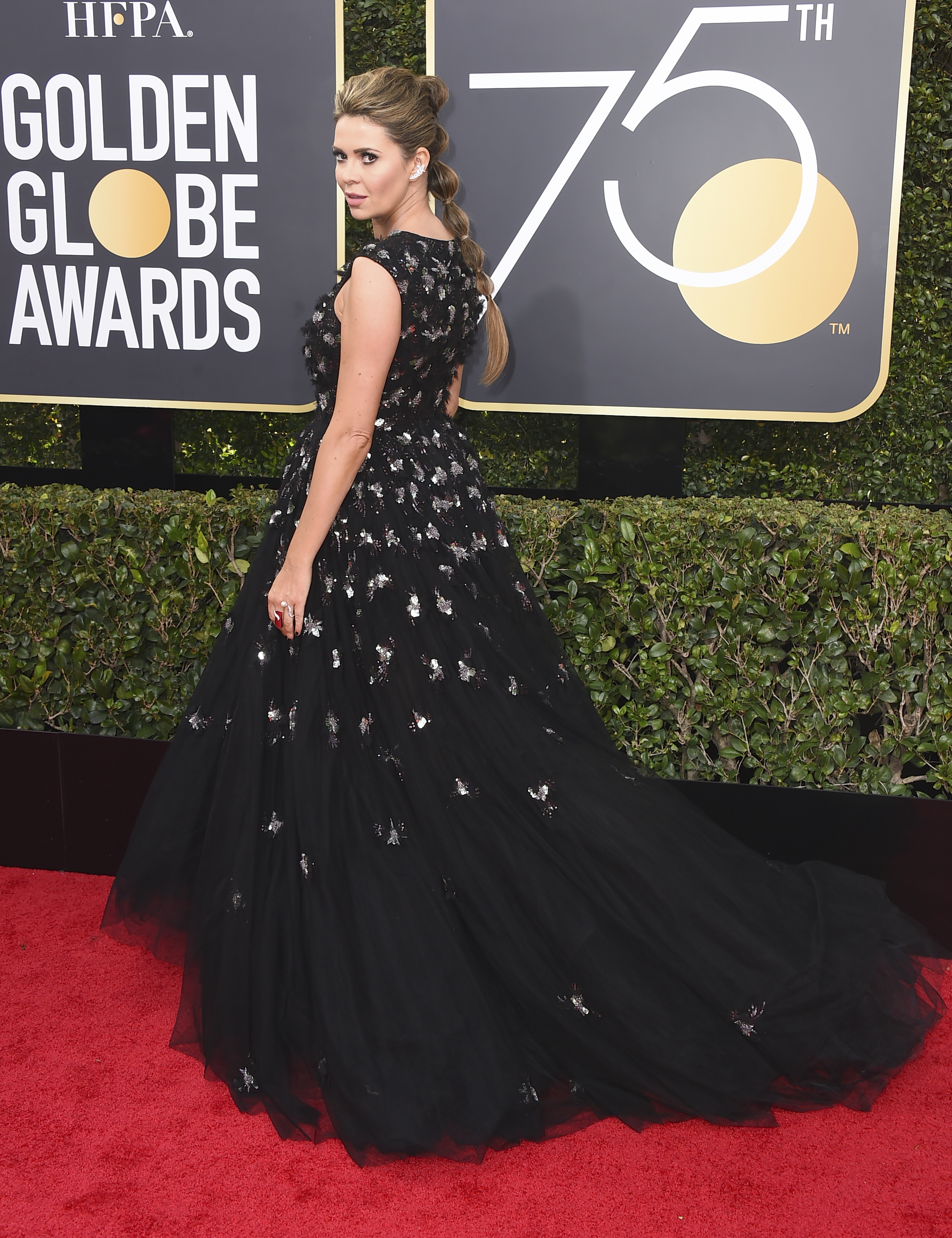 <div class="meta image-caption"><div class="origin-logo origin-image ap"><span>AP</span></div><span class="caption-text">Carly Steel arrives at the 75th annual Golden Globe Awards at the Beverly Hilton Hotel on Sunday, Jan. 7, 2018, in Beverly Hills, Calif. (Jordan Strauss&#47;Invision&#47;AP)</span></div>