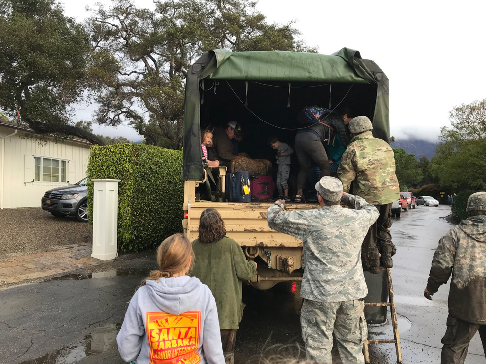 <div class='meta'><div class='origin-logo' data-origin='none'></div><span class='caption-text' data-credit='Benjamin Hyatt/Twitter'>Heavy rainfall in areas affected by the Thomas Fire have caused flooding and mudflows in Montecito.</span></div>