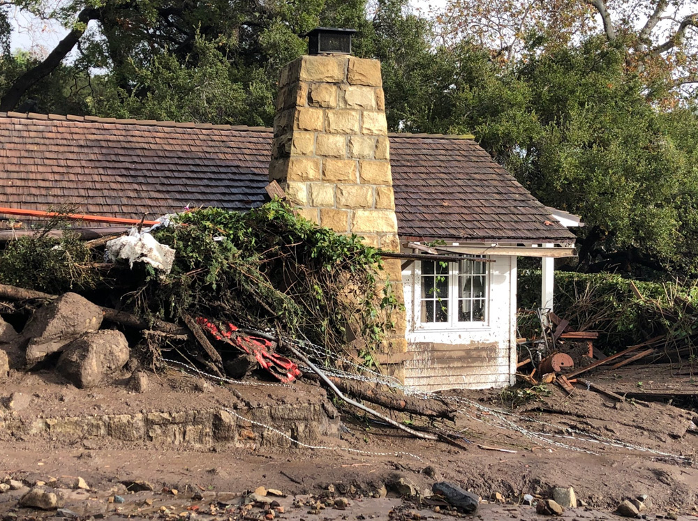 <div class='meta'><div class='origin-logo' data-origin='none'></div><span class='caption-text' data-credit='Santa Barbara County Fire'>"Damage to guest cottages at the storied San Ysidro Ranch in Montecito due to deadly mudflow from overnight heavy rain."</span></div>