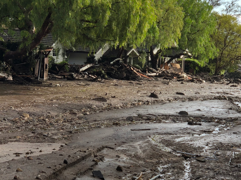 <div class='meta'><div class='origin-logo' data-origin='none'></div><span class='caption-text' data-credit='Santa Barbara County Fire'>"Damage to guest cottages at the storied San Ysidro Ranch in Montecito due to deadly mudflow from overnight heavy rain."</span></div>