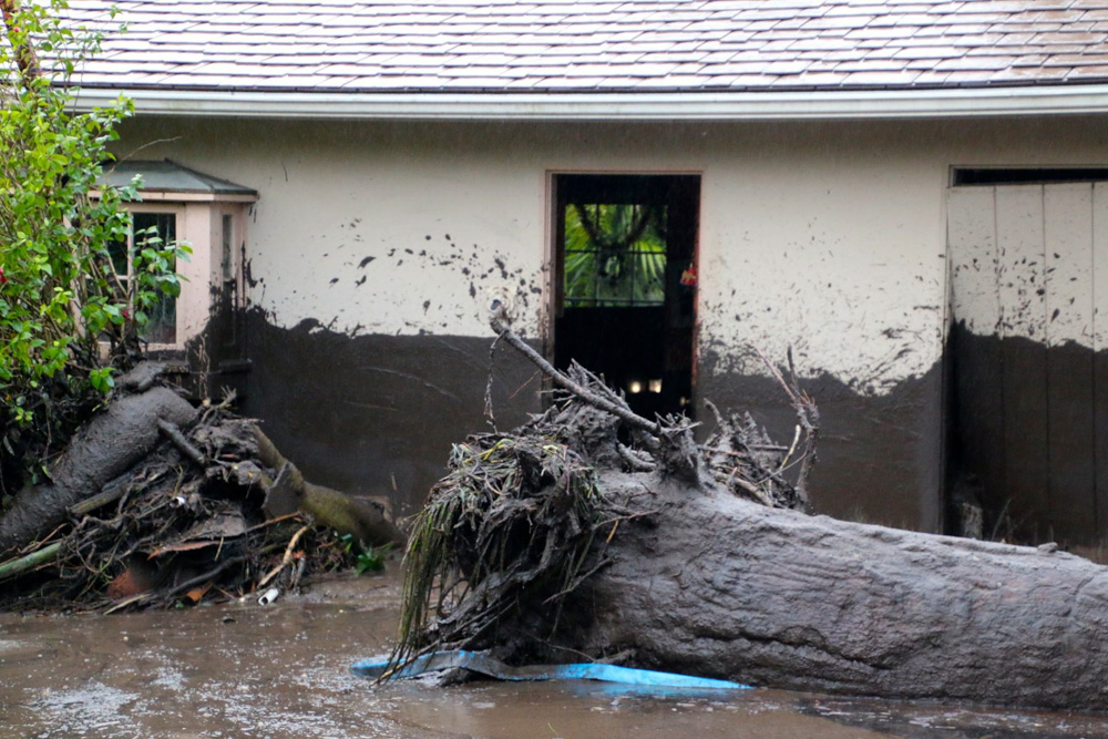<div class='meta'><div class='origin-logo' data-origin='none'></div><span class='caption-text' data-credit='Santa Barbara Urban Hikers/Facebook'>Heavy rainfall in areas affected by the Thomas Fire have caused flooding and mudflows in Montecito.</span></div>
