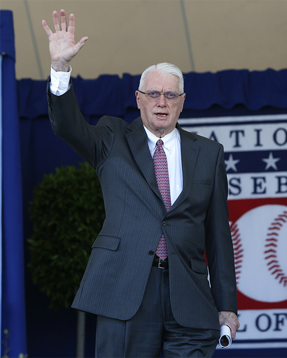 <div class='meta'><div class='origin-logo' data-origin='AP'></div><span class='caption-text' data-credit='Mike Groll/AP'>Jim Bunning, former U.S. Senator and the first baseball player to pitch a perfect game in National League history, died May 26, 2017. He was 85.</span></div>