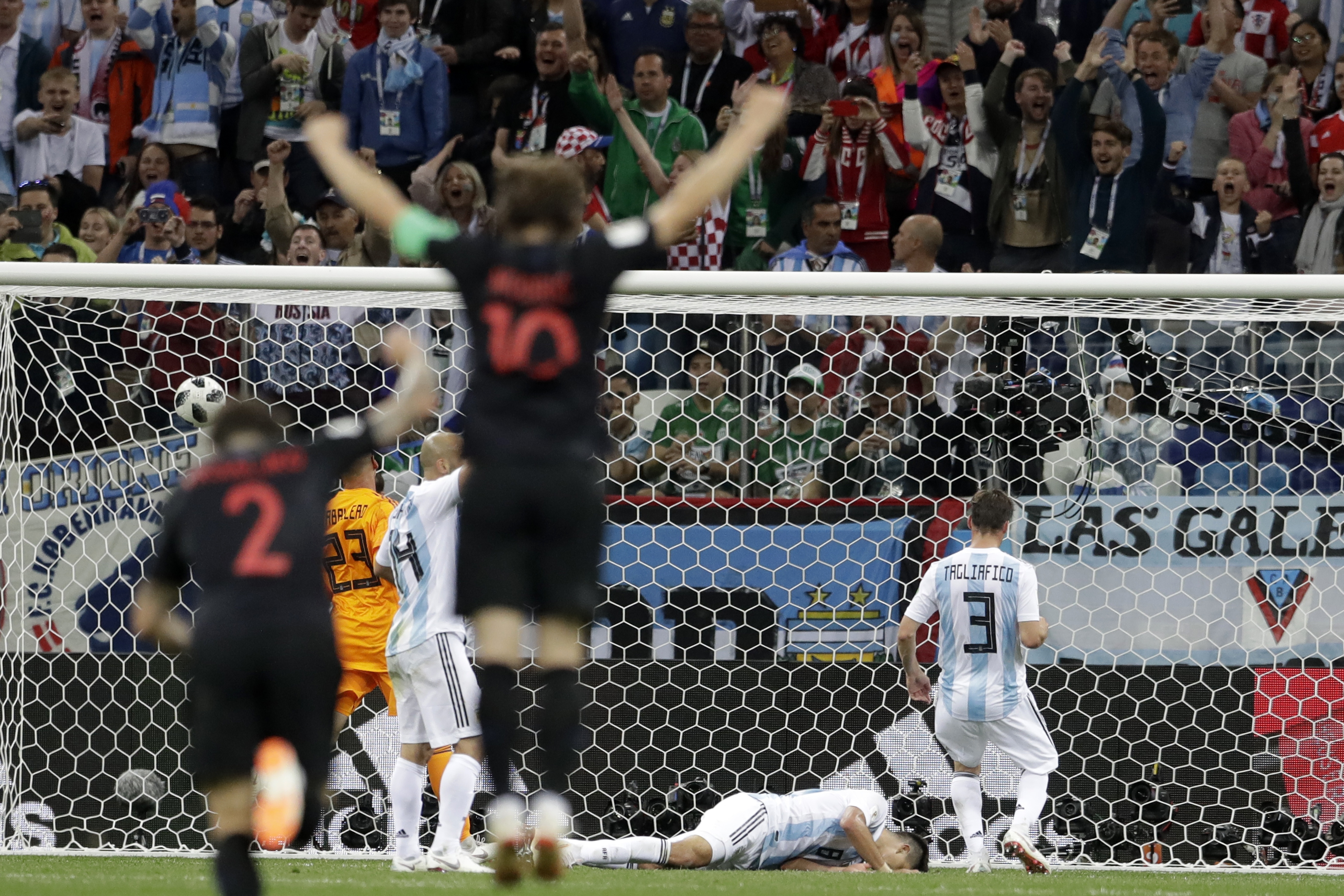 <div class='meta'><div class='origin-logo' data-origin='none'></div><span class='caption-text' data-credit='Petr David Josek/AP Photo'>Croatia's Ivan Rakitic scores his side's third goal during the group D match between Argentina and Croatia in Nizhny Novgorod Stadium, Thursday, June 21, 2018. Croatia won 3-0.</span></div>