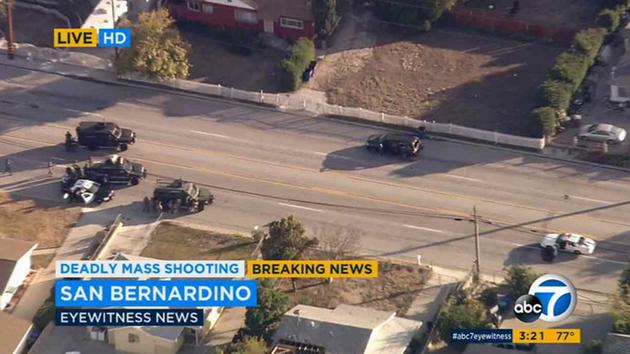 <div class='meta'><div class='origin-logo' data-origin='~ORIGIN~'></div><span class='caption-text' data-credit='ABC7/Twitter'>Possible 2nd suspect inside bullet-riddled SUV after shootout with San Bernardino police.</span></div>