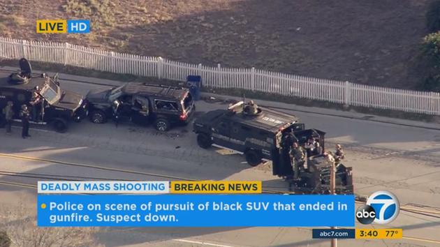 <div class='meta'><div class='origin-logo' data-origin='~ORIGIN~'></div><span class='caption-text' data-credit='ABC7/Twitter'>Officers using special tactical equipment to approach black SUV.</span></div>