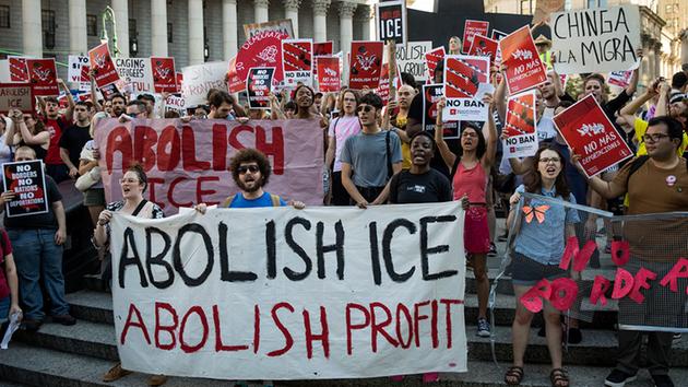 <div class='meta'><div class='origin-logo' data-origin='Creative Content'></div><span class='caption-text' data-credit='Drew Angerer/Getty Images'>Activists march and rally against Immigration and Customs Enforcement and the Trump administration's immigration policies, across the street from the ICE offices in New York City.</span></div>