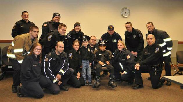 A.J. Peterson getting sworn in as a honorary police office through the Make-A-Wish foundation in Chicago. <span class=meta>Round Lake Police Department</span>