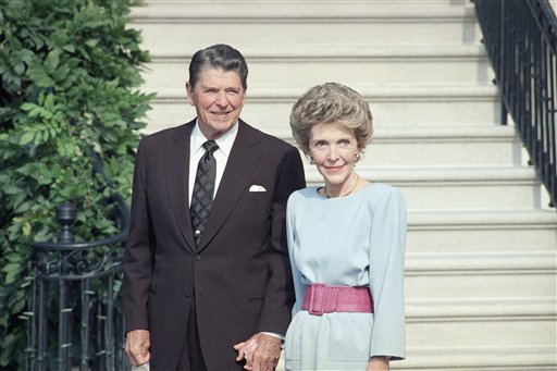 <div class='meta'><div class='origin-logo' data-origin='AP'></div><span class='caption-text' data-credit='ASSOCIATED PRESS'>U.S. President Ronald Reagan and his wife Nancy Reagan in 1986 at the White House.   (</span></div>