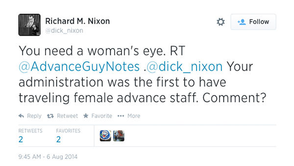 <div class="meta image-caption"><div class="origin-logo origin-image "><span></span></div><span class="caption-text">The Nixon account responds to staffing questions from his social media constituents. (dick_nixon &#47; Twitter)</span></div>