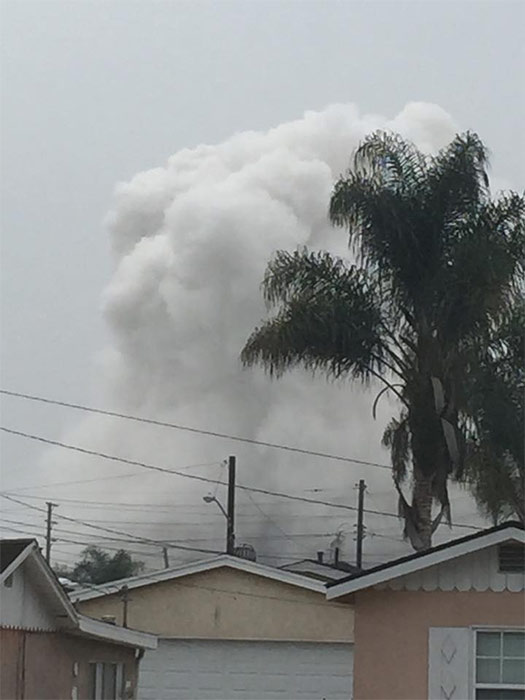 Smoke is seen after an explosion at the Exxon Mobil refinery in Torrance in this photo from ABC7 viewer Jeffery Smith. <span class=meta>ABC7 viewer Jeffery Smith</span>