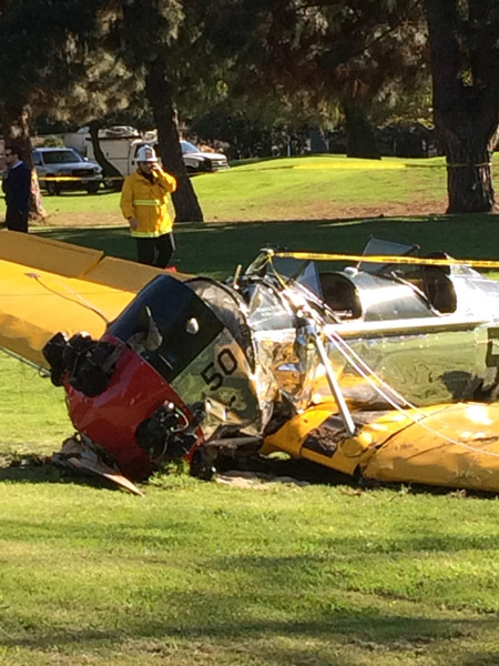 Harrison Ford injured in small plane crash at Venice golf course.