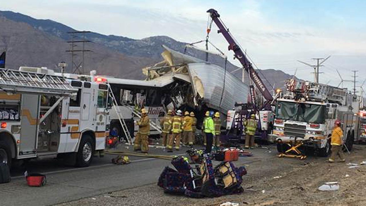 13 dead, 31 injured after tour bus, semi-truck collide in CA