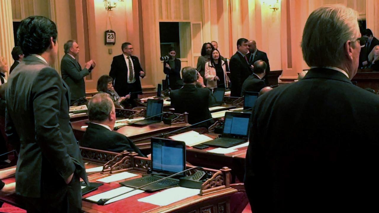 California senator removed from floor after criticizing late lawmaker Tom Hayden