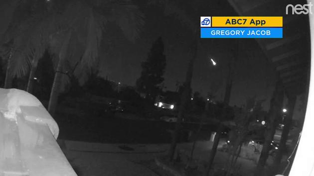 Video of a meteor streaking across the SoCal skies was recorded by doorbell video.