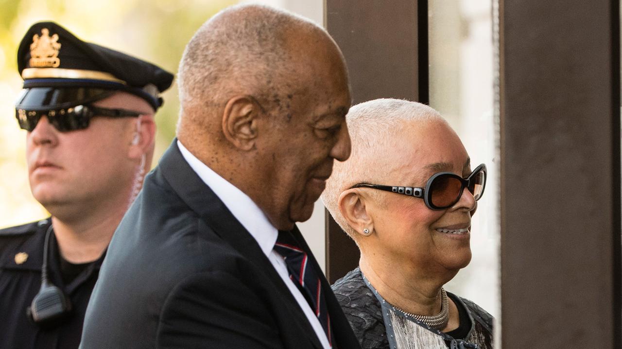 Bill Cosby arrives for his sexual assault trial with his wife Camille Cosby at the Montgomery County Courthouse in Norristown Pa. Monday