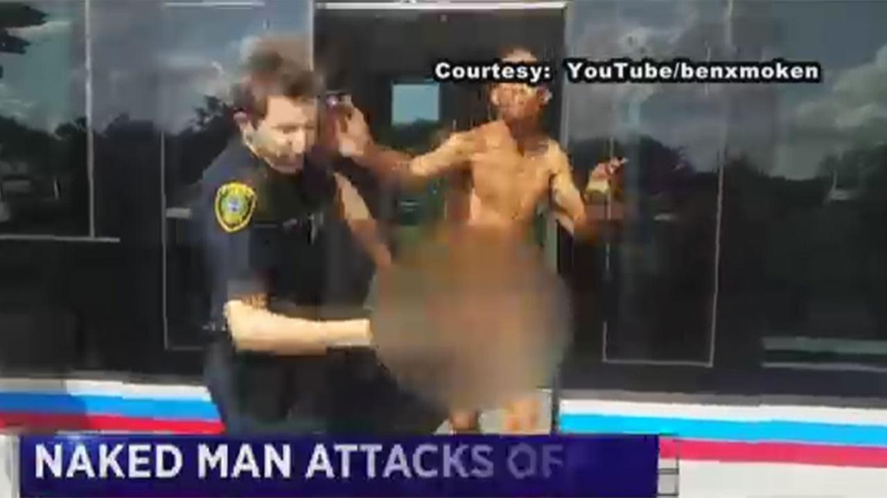 Video: Naked man slaps Houston cop, gets tased - KABC-TV