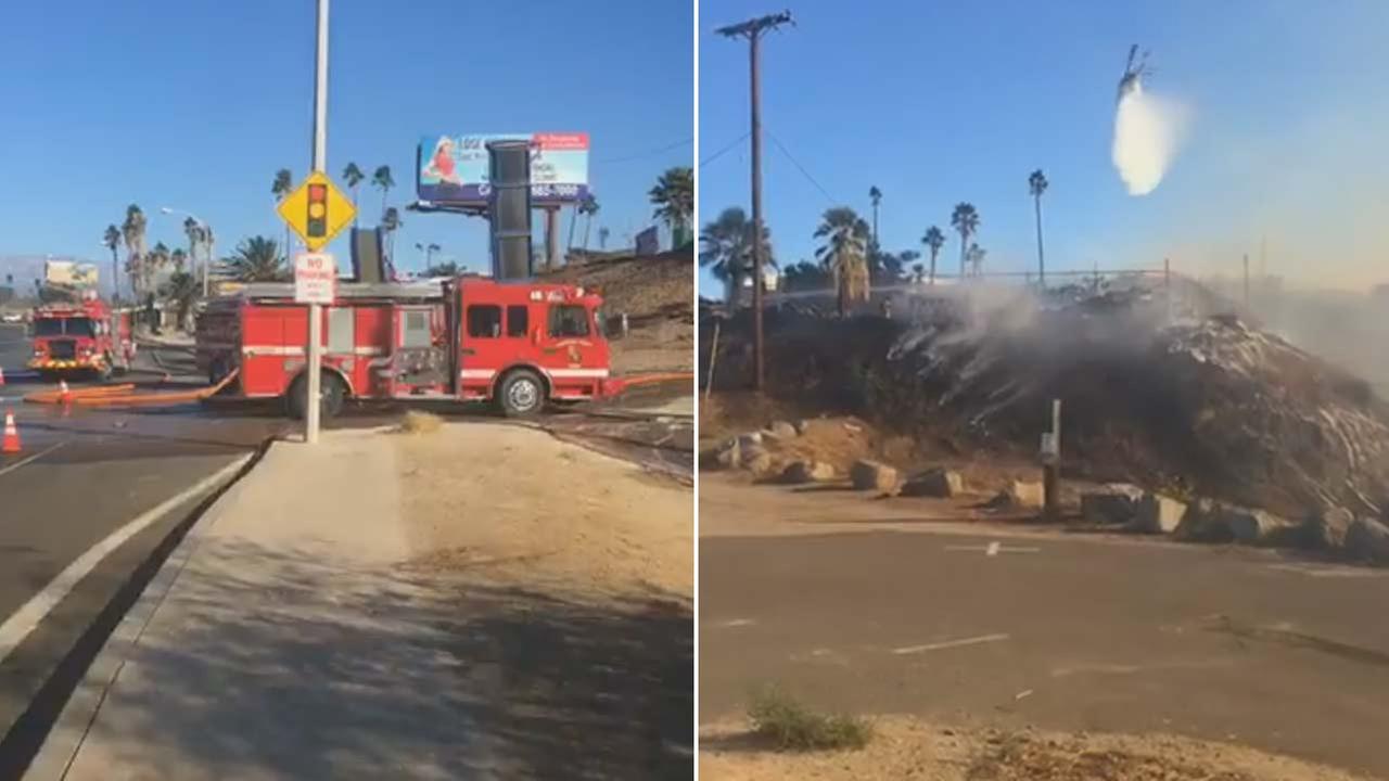 Firefighters tackle Jurupa Valley lumber yard fire amid hot, gusty conditions