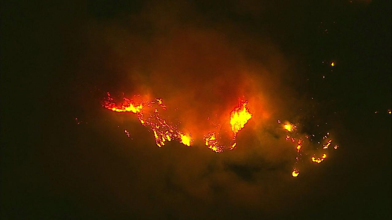 The Thomas Fire burns through dry brush in the Los Padres National Forest near Fillmore on Friday Dec. 8 2017