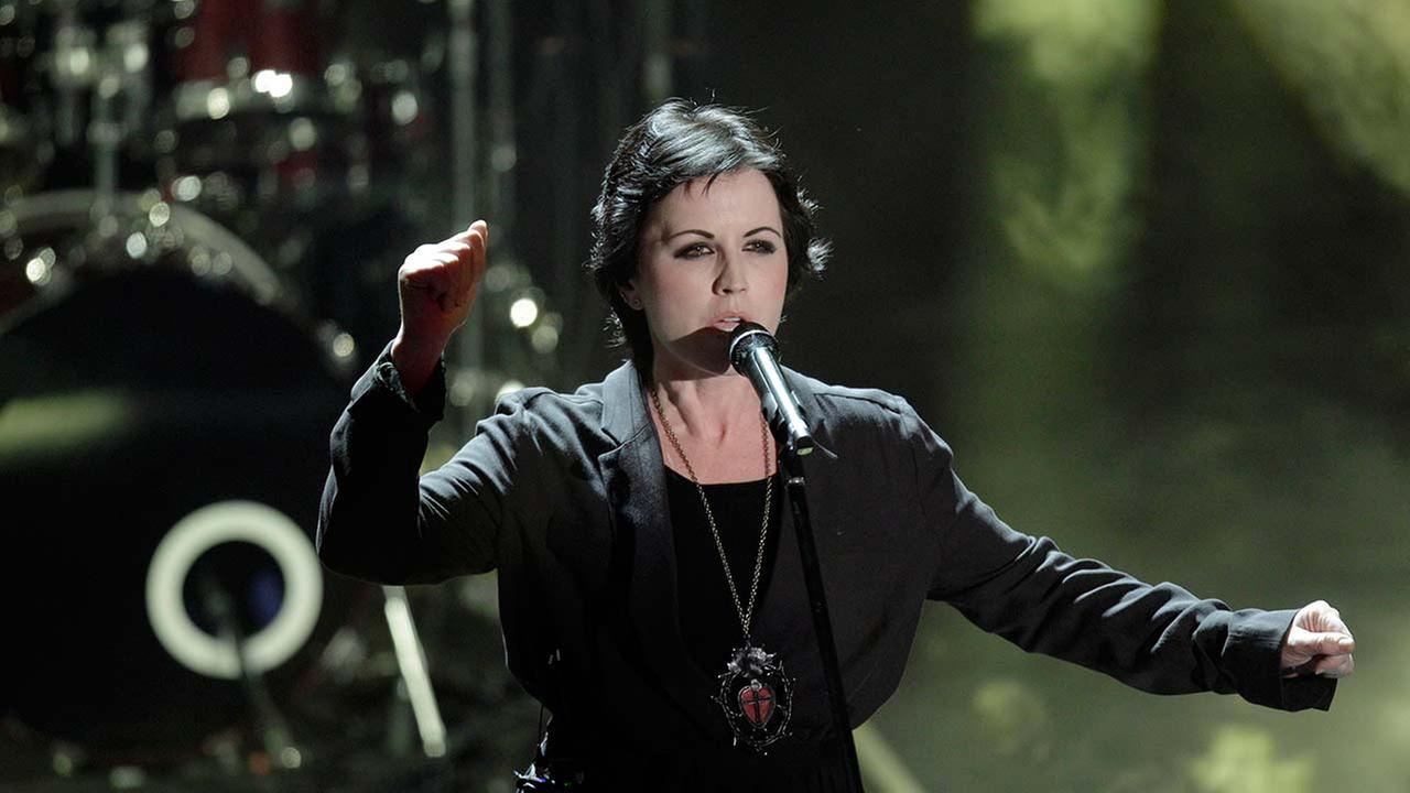 Dolores ORiordan, frontwoman of Irish softrock group Cranberries performs during the 62nd edition of the Sanremo Song Festival, in Sanremo, Italy, Saturday, Feb. 18, 2012.