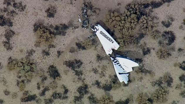Debris from Virgin Galactic's SpaceShipTwo space tourism rocket is shown following an accident in the Mojave Desert on Friday, Oct. 31, 2014. <span class=meta></span>