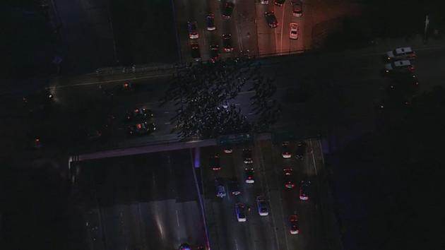 Protesters demonstrating after a grand jury decision on a Ferguson police officer flood the 101 Freeway on Tuesday, Nov. 25, 2014. <span class=meta></span>