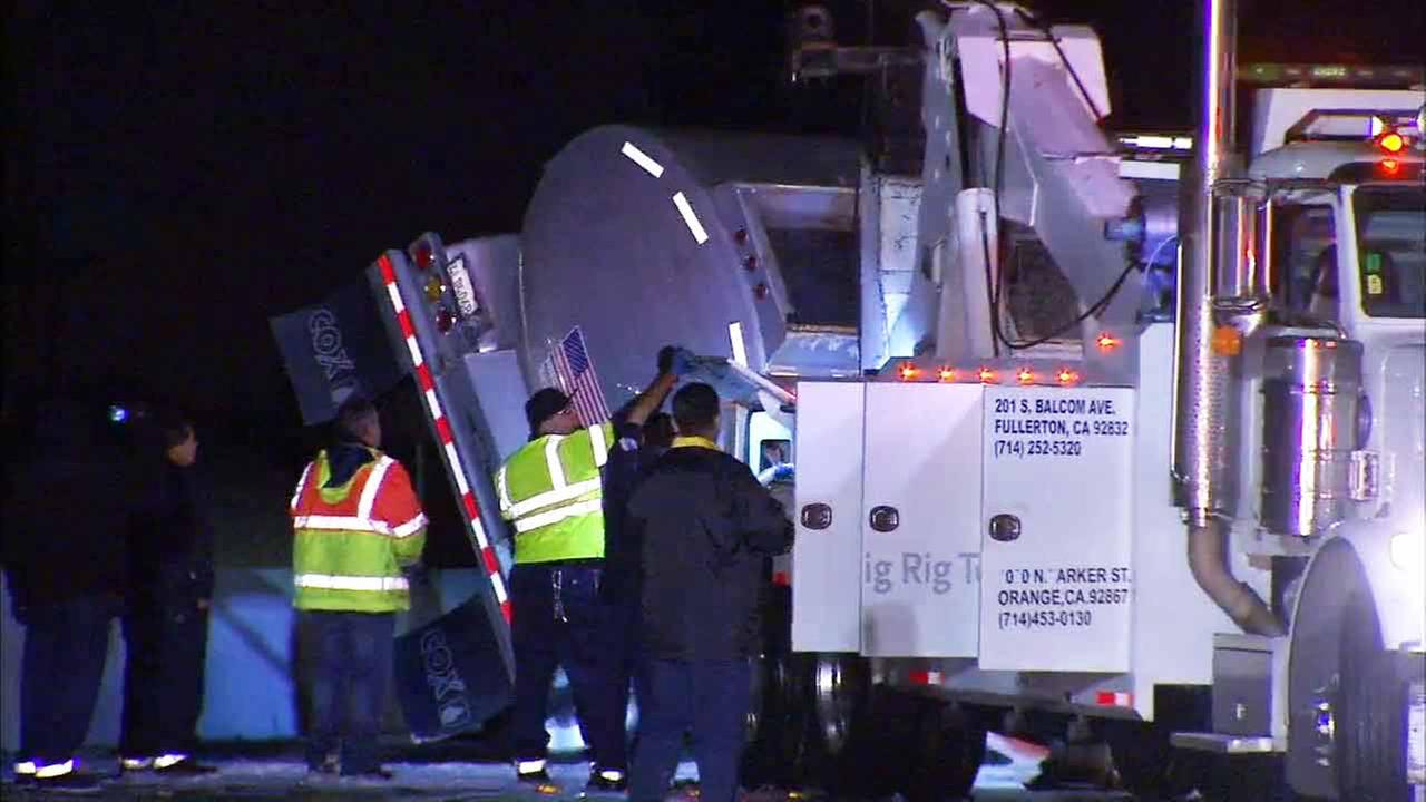 Overturned Tanker Truck Spills Gas, Shuts Down Southbound 605 Freeway ...