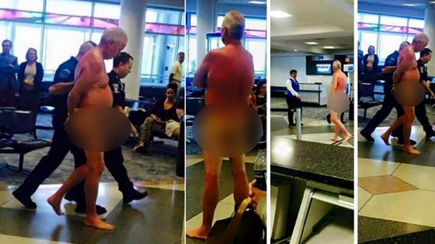 A man stripped naked at the Charlotte Douglas International Airport in North Carolina Wednesday, May 20, 2015. 