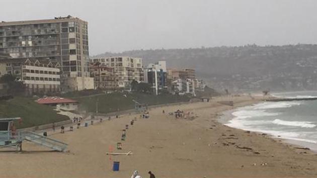 Redondo Beach is cleared after lightning strikes on Tuesday, June 30, 2015.