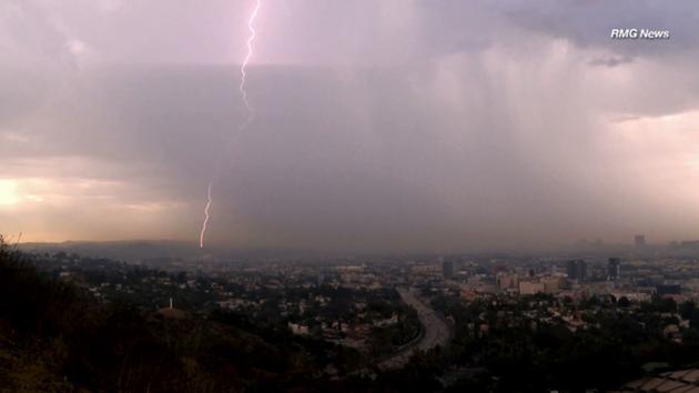 A lightning strike over Los Angeles is caught in a photo on Saturday, July 18, 2015.