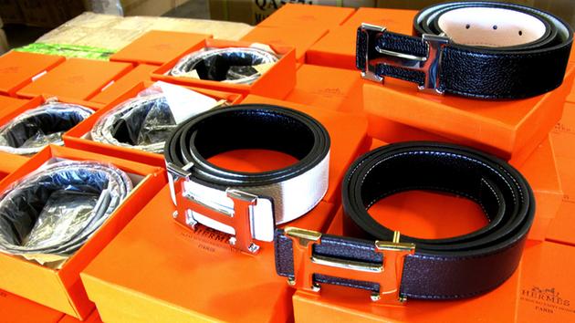Some Of The Counterfeit Hermes Belts Seized By U.s. Customers And Border Protection Officers Are Shown In An Undated Photo.