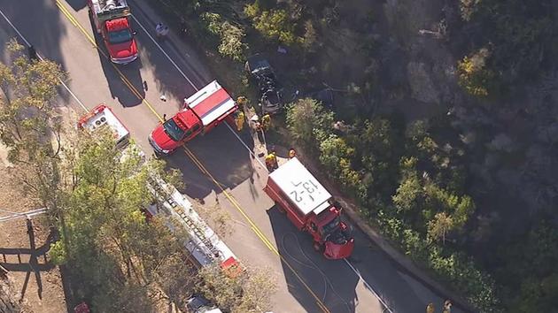 A Los Angeles County fire truck was involved in a fatal crash near Mulholland Highway and Kanan Dume Road in Agoura Hills Friday, July 31, 2015. 