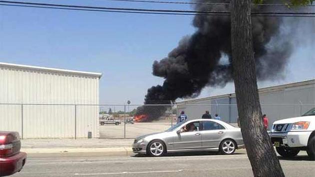 A single-engine plane crashed during takeoff at Compton/Woodley Airport Sunday, Aug. 9, 2015. 