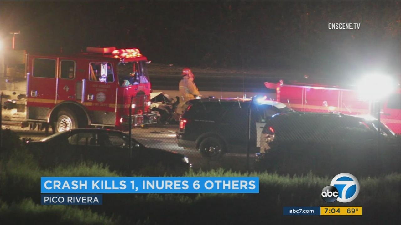 1 killed, 6 injured in multi-car wreck on 605 Fwy in Pico Rivera | abc7.com