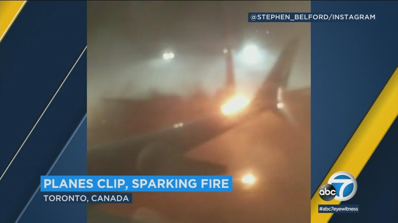 An image captures two planes colliding at a Canadian airport.