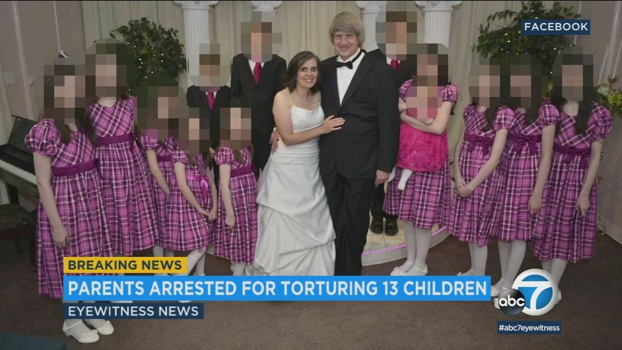 David Allen Turpin and Louise Anna Turpin allegedly kept their 13 children, ages 2-29, shackled in their Perris home in filthy conditions.