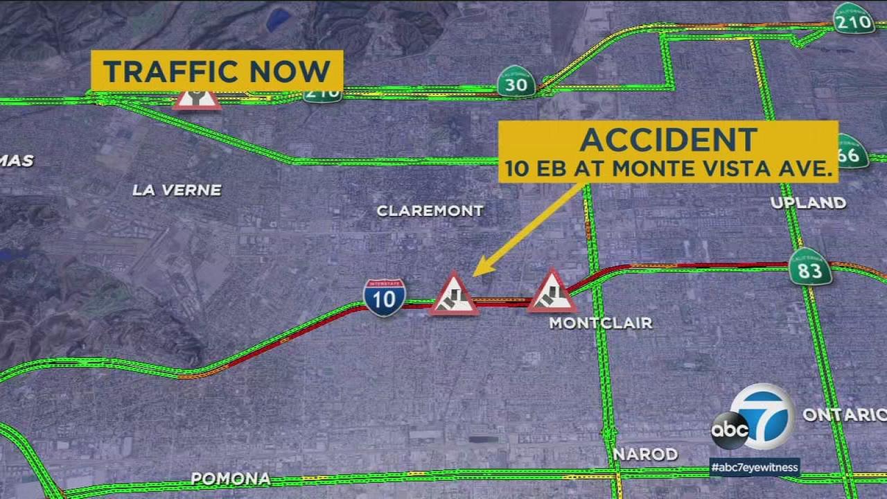 Big rig crash blocks lanes on westbound 60 Fwy in Hacienda Heights