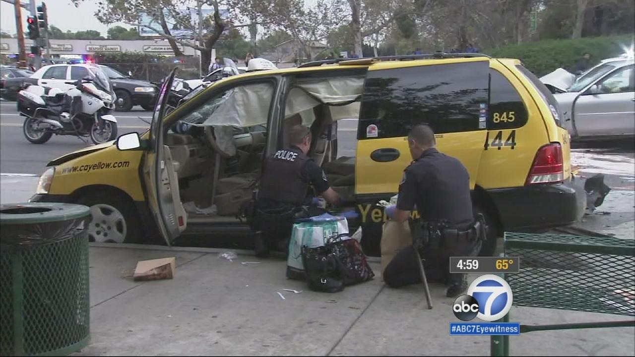 OC bank robber chased by police crashes stolen taxi - KABC-TV