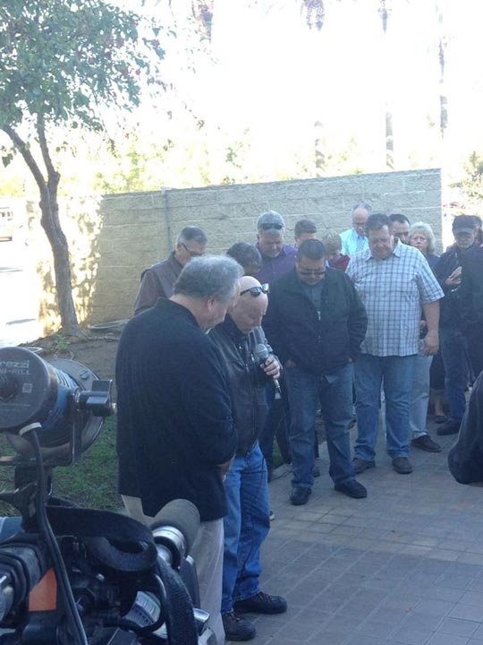 <div class='meta'><div class='origin-logo' data-origin='KFSN'></div><span class='caption-text' data-credit='Sontaya Rose'>Local pastors in Merced are praying for victims of UC Merced stabbing. Dozens gathered at City Hall.</span></div>
