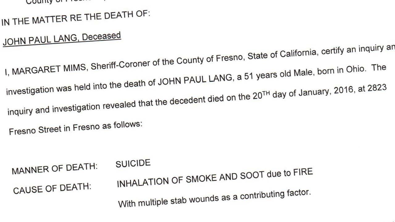 Final Coroner's report on the suicide of John Lang released