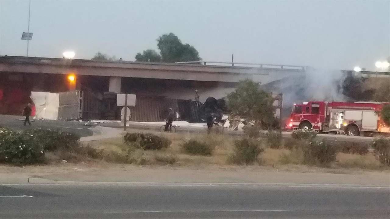 Driver killed after big rig fire in Selma