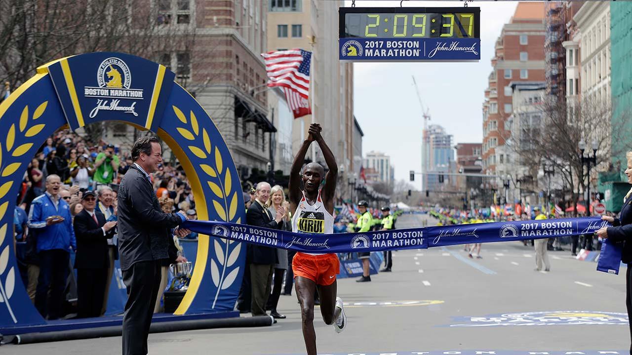 Kenya's Geoffrey Kirui wins the Boston Marathon