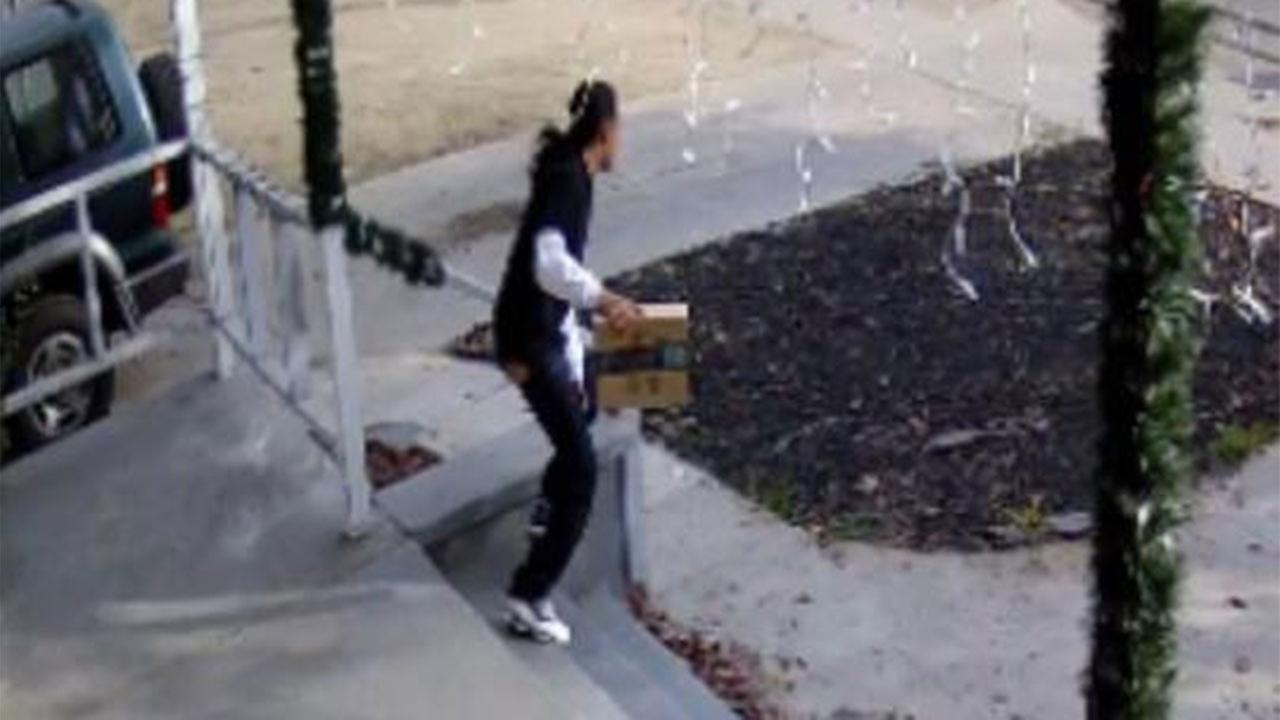 Camera catches a man taking a package from a Fresno County home.