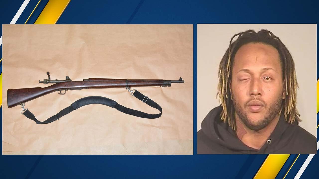 A gang member was arrested in Southwest Fresno with a World War 1 rifle, Fresno Police said.