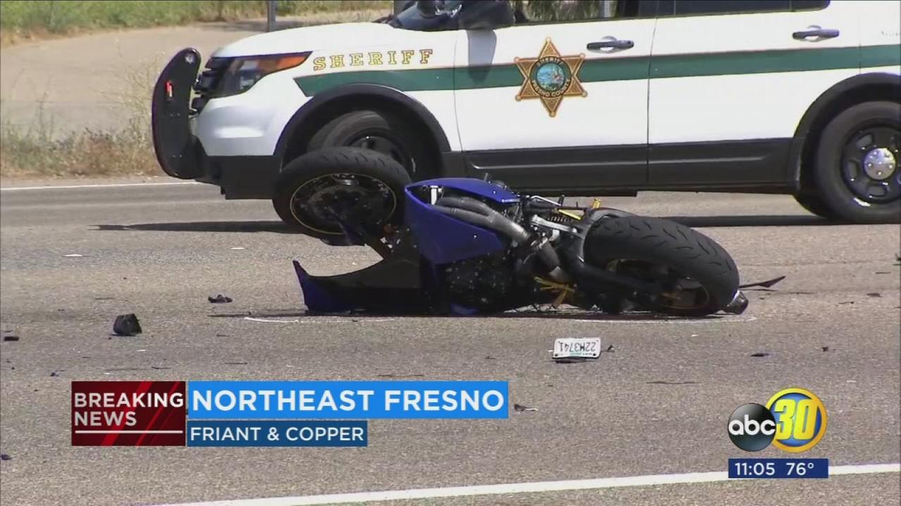 One person killed, two injured in Northeast Fresno motorcycle crash