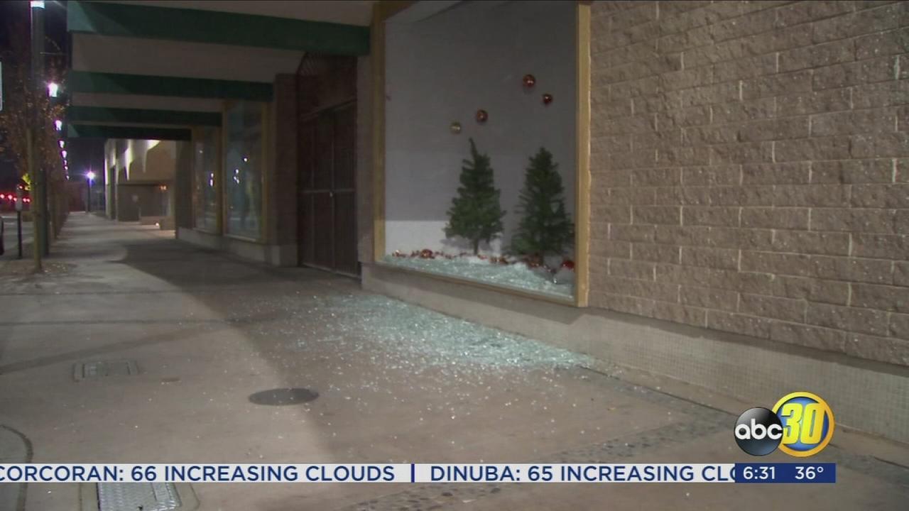 One person in custody for throwing brick through window of Downtown Fresno business